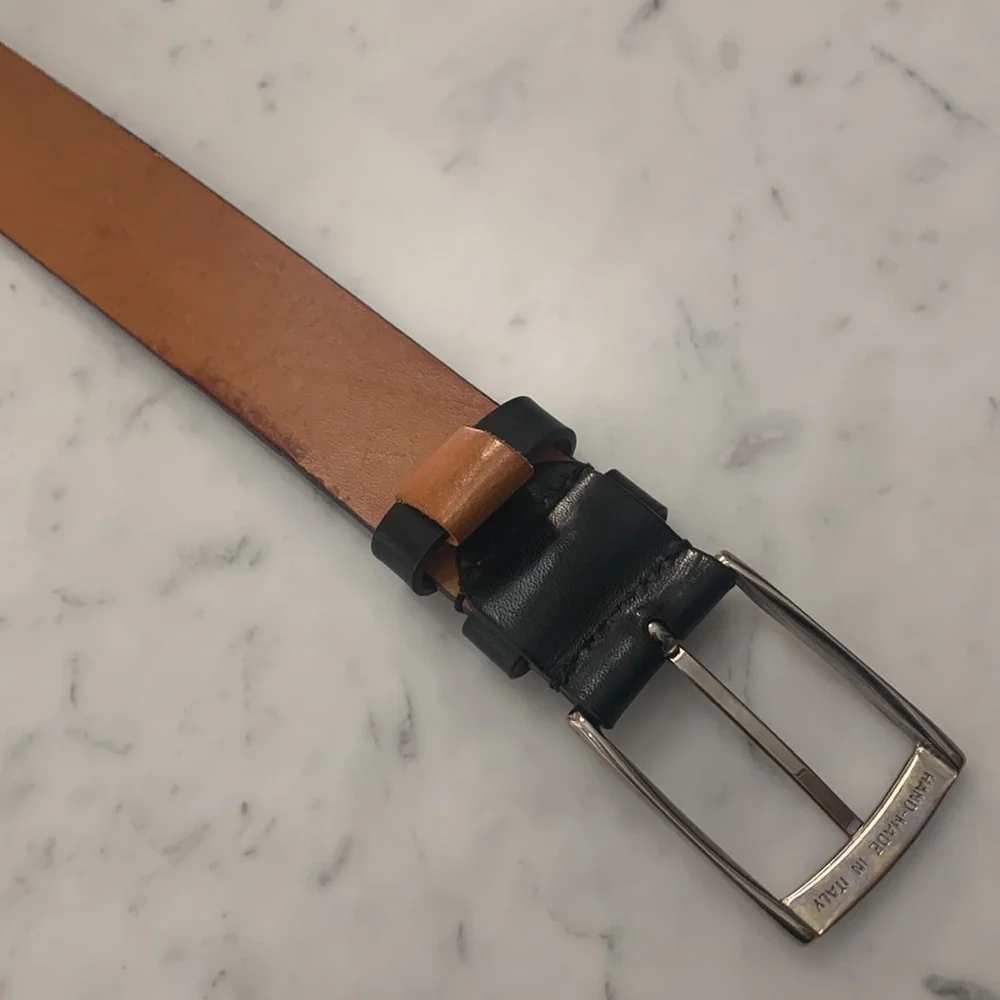 Etro Belt Size 100 Black Leather Belt with Silver Tone Buckle Mens